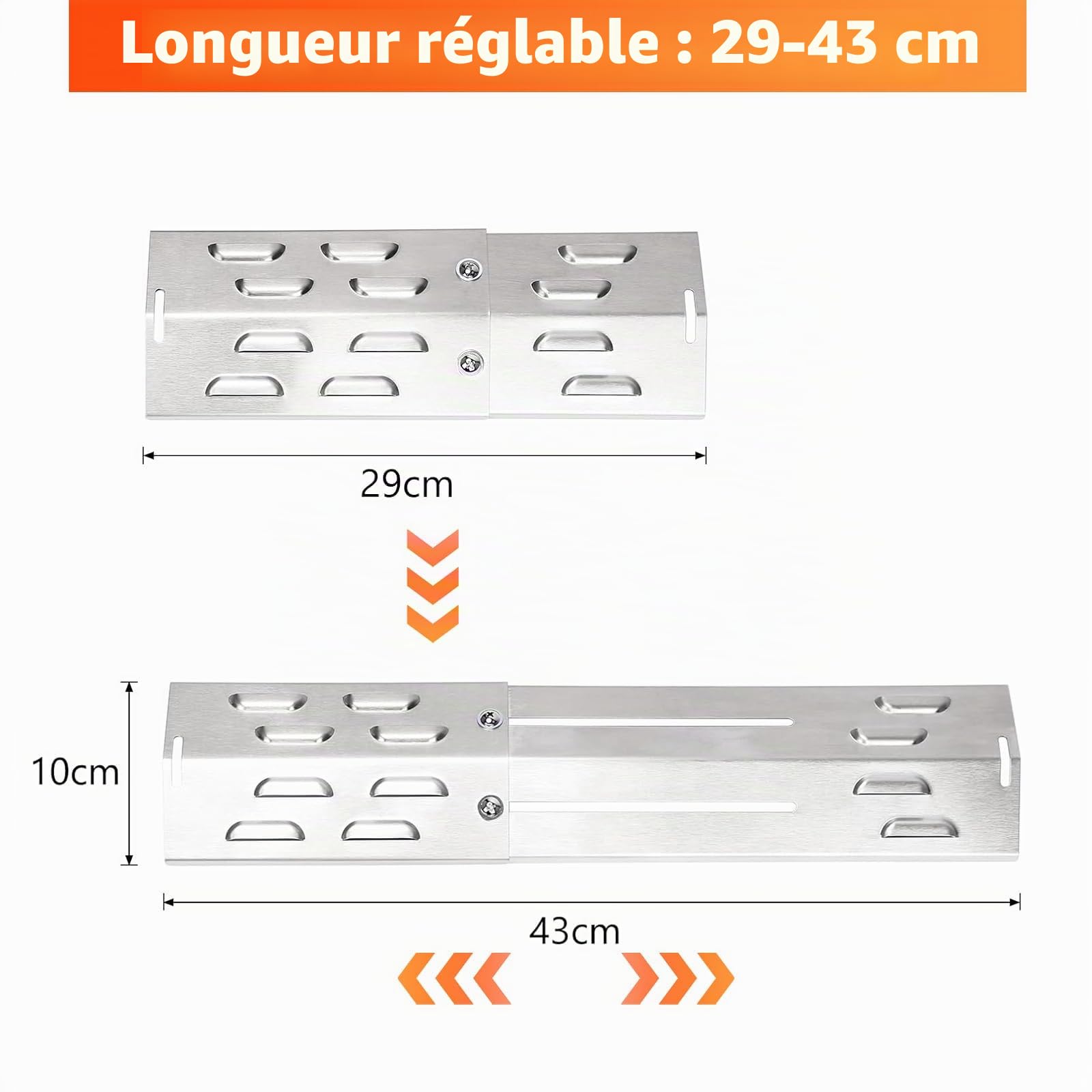 Denmay 29 à 43 cm Couvre-brûleur universel pour barbecue à gaz Enders, Landmann, Charbroil, 3 pièces - Plaque chauffante en acier inoxydable - Pièces de rechange pour Burnhard Barbecook, Taino