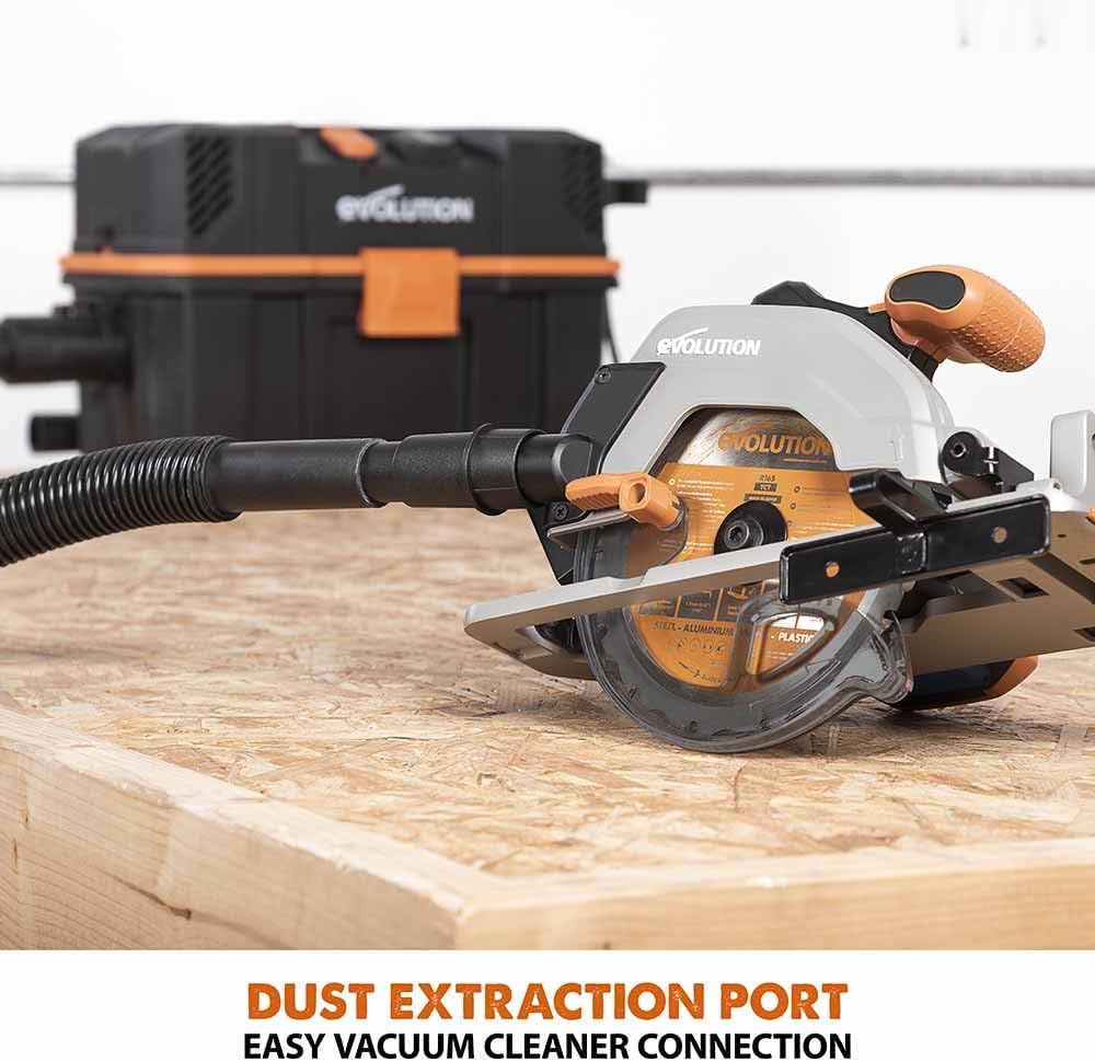 Evolution R165CCSL-Li 6-1/2” Cordless Circular Saw | Multi-Material Cutting Technology | 0-50° Bevel & 2-1/2" Adjustable Depth | Includes Multi-Material Blade, Battery & Charger