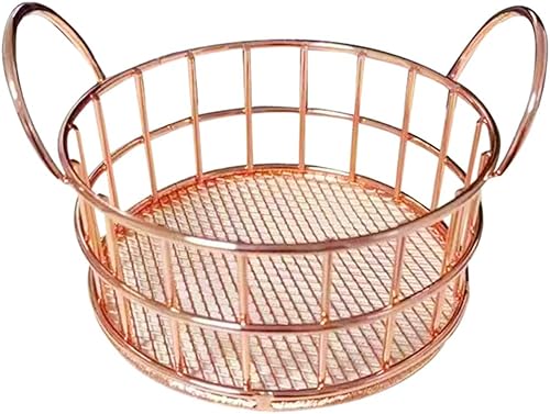 Miniatura 9 de Cestas de escritorio de hierro de oro rosa, cesta de almacenamiento de alambre de metal, cestas de almacenamiento de escritorio de hierro con asa