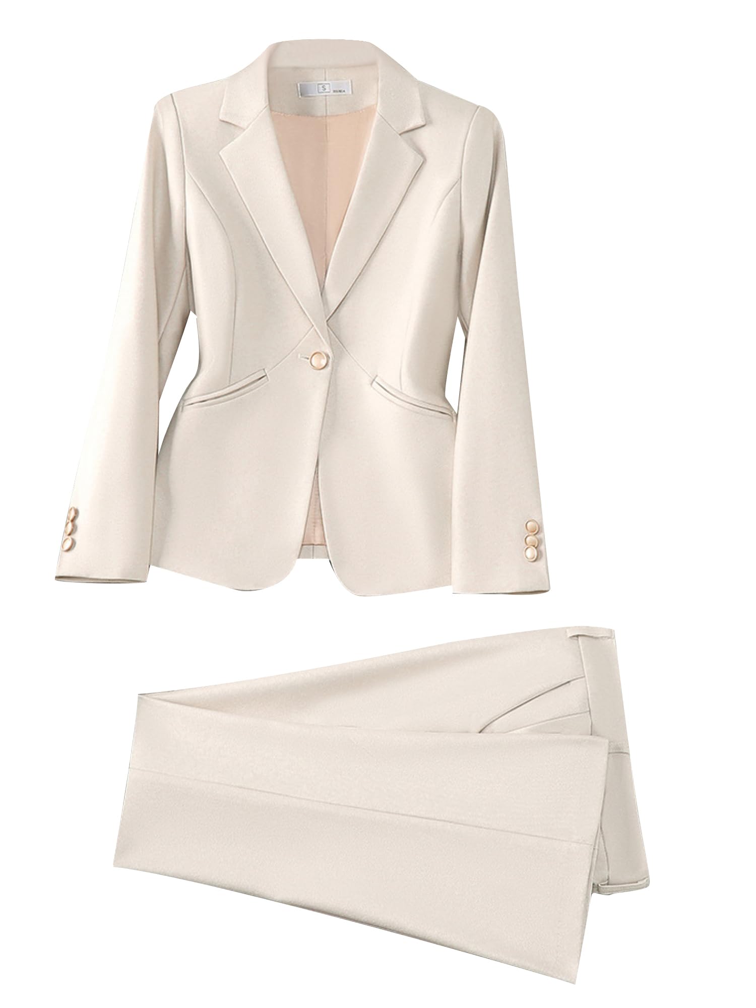 Womens 2 Piece Suit One Button Peaked Lapel Party Wedding Formal Blazer Jackets and Pants Set Outfits