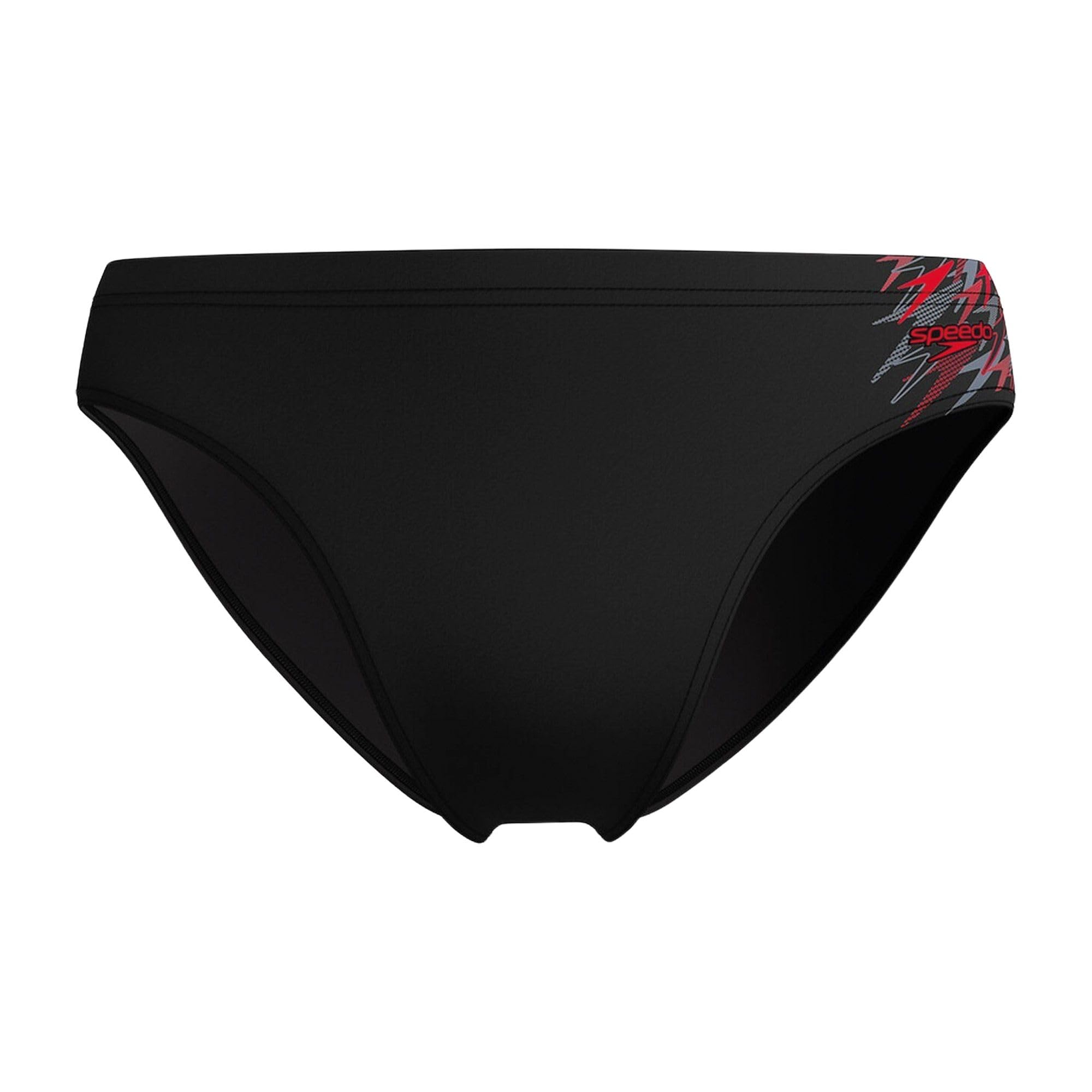 Speedo Men's Anthracite/High Risk Red Medley Logo Brief 7Cm Swim Trunks Swimmers Size 38