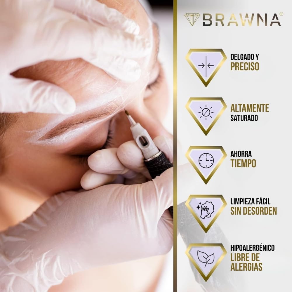 BRAWNA 5 Pack Pro Inked Mapping String for Brow and Lip Measuring - White - Black - Pink - Turquoise - Yellow - 30 Meters Each - PMU Supplies - Mapping Tool for Eyebrow Lamination, Henna, Tint