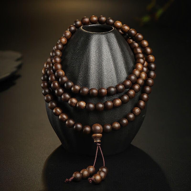 Bracelet 108 perles en bois d'agar naturel Phu Son artisanat d'exception