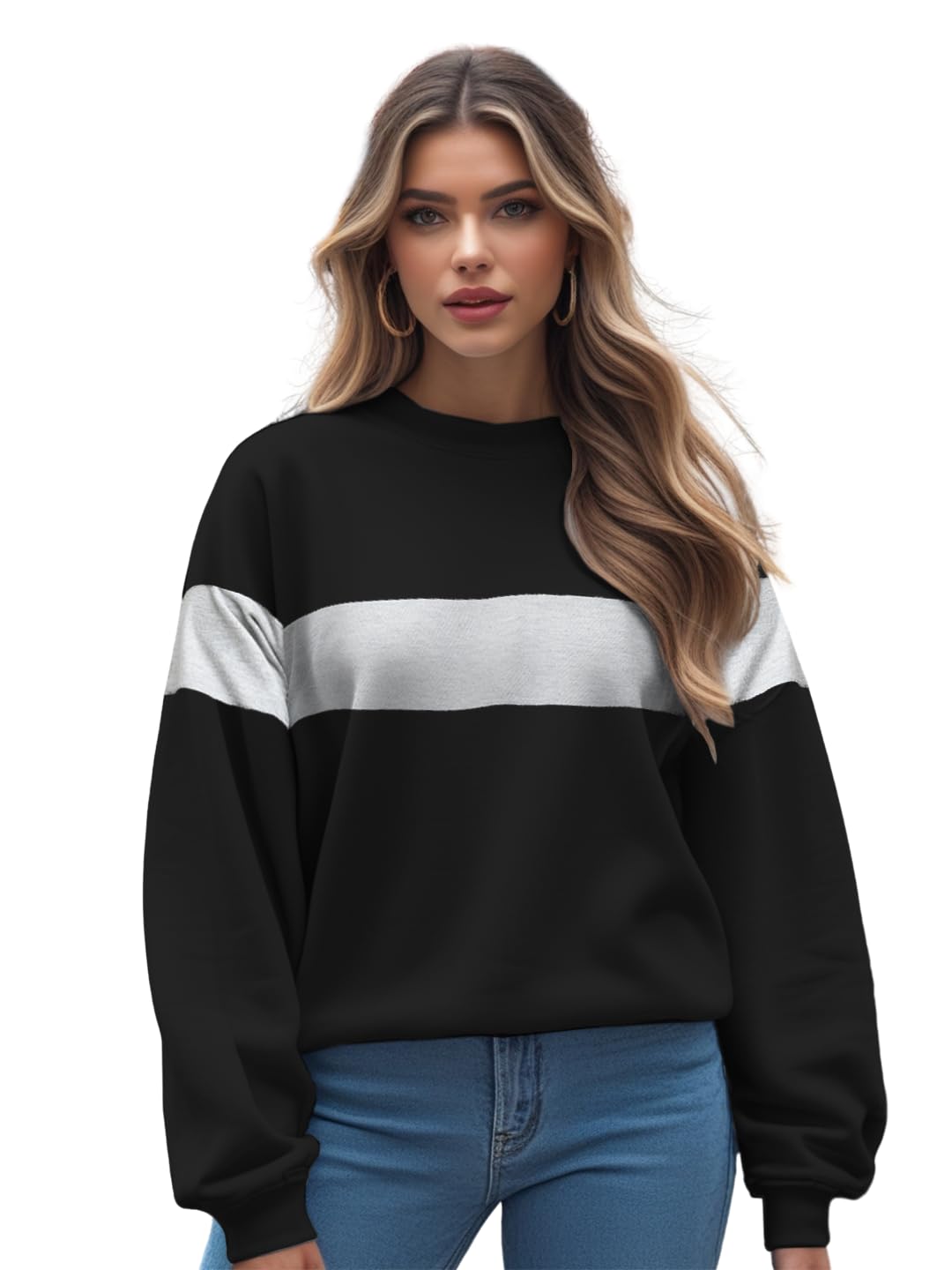Women's Full Sleeve Round Neck Loopknit Sweatshirt for Women(W11_SWEATSHRTS_AI_P_BLK-Metalica_S)-image-13