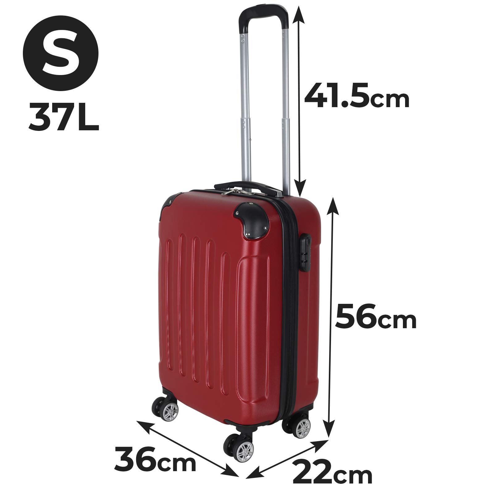 Set di Valigie - 3 Pezzi, Bagaglio a Mano, Medio e Grande (56, 66, 76 cm), 4 Rotelle Girevoli, in ABS Rigido, Lucchetto a Combinazione, Colore a Scelta - Trolley da Viaggio, Bagaglio