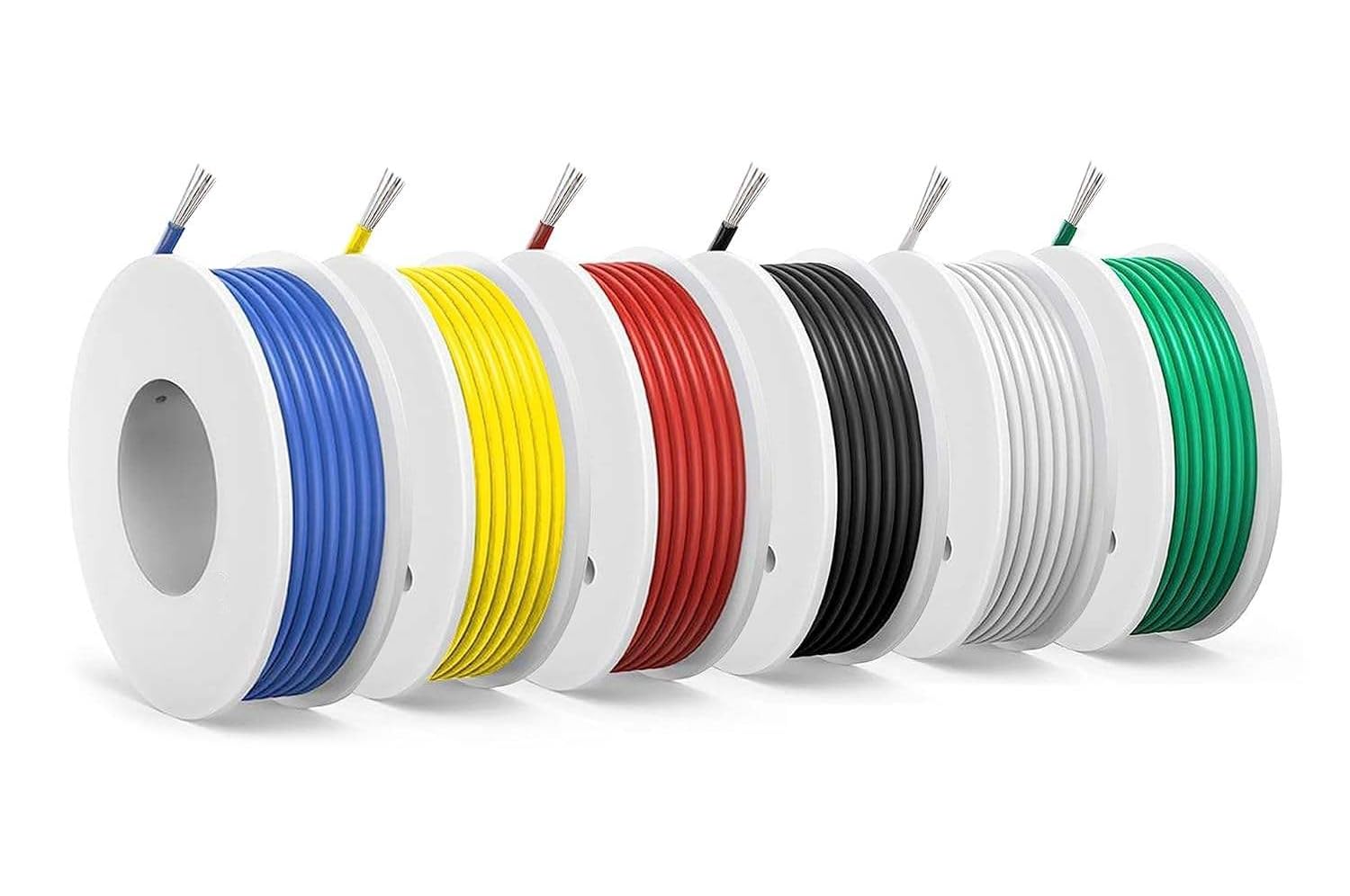 16 AWG - 6 Color Multi-Strand Flexible Silicone Rubber tin-Plated Copper Wire, Available in 6 Colors, 15 FT/4.6 Meters per roll, Suitable for Automotive/DIY Projects/Electronic Device Wiring Kits.