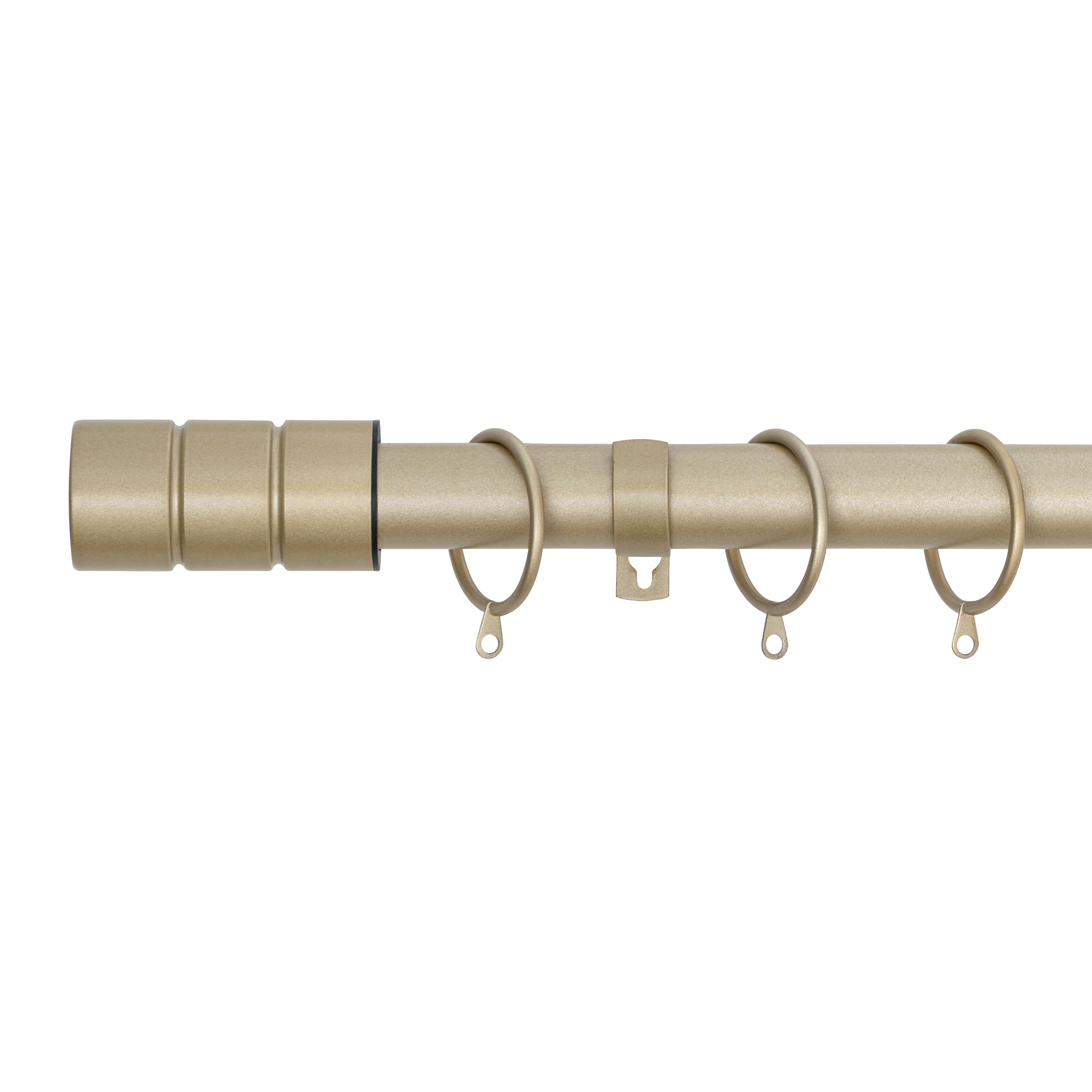 A.Unique Home Plain Barrel Metal Extendable Curtain Pole with Rings and Fittings, In a Variety of Colours and Sizes (25/28mm) (Matte Gold, 70cm - 120cm, 28" to 47" Approx)