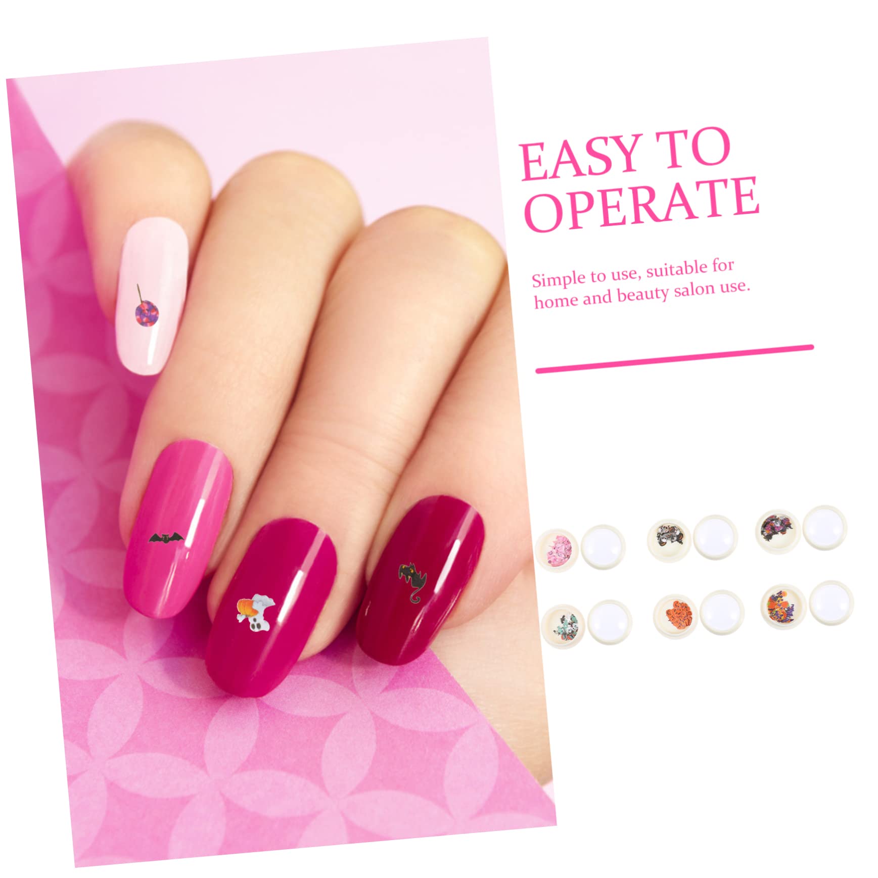 Didiseaon 5 Set Adesivi Per Unghie Di Halloween Accessori Scaglie Di Nail Art Di Halloween Adesivi Per Unghie Delle Streghe Decalcomanie Per Unghie Per Manicure Polpa Di Legno 6 Scatole * 5