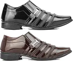 kit 2 pares de sapato social masculino Pizzolev preto e café otima qualidade