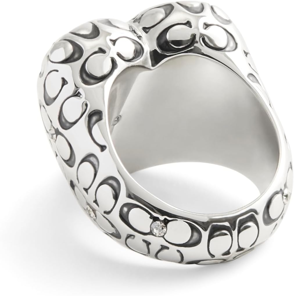 COACH Women's Signature Quilted Heart Cocktail Ring - Image 3