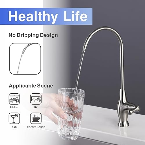 Miniatura 4 de Grifo de agua potable, grifo de ósmosis inversa, grifo de filtración de agua, grifo purificador de agua potable, níquel cepillado, B08