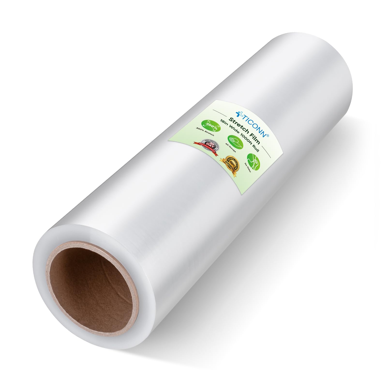TICONN Clear Stretch Wrap Film Roll, 1000ft Industrial Strength 18 inch Wide | Essential Packing Supply - main product image