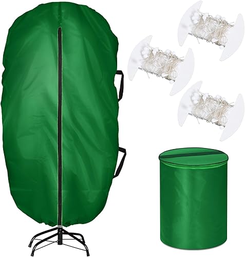 Bolsa vertical de almacenamiento para árbol de Navidad, cubierta impermeable para árbol de Navidad, bolsa de almacenamiento de luz con 3 envolturas