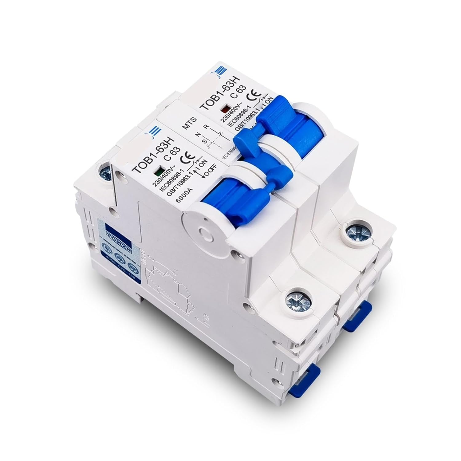 1P+1P MTS AC Dual Power Manual Transfer Switch Circuit Breaker MCB 50HZ/60HZ 1Pcs(10A)