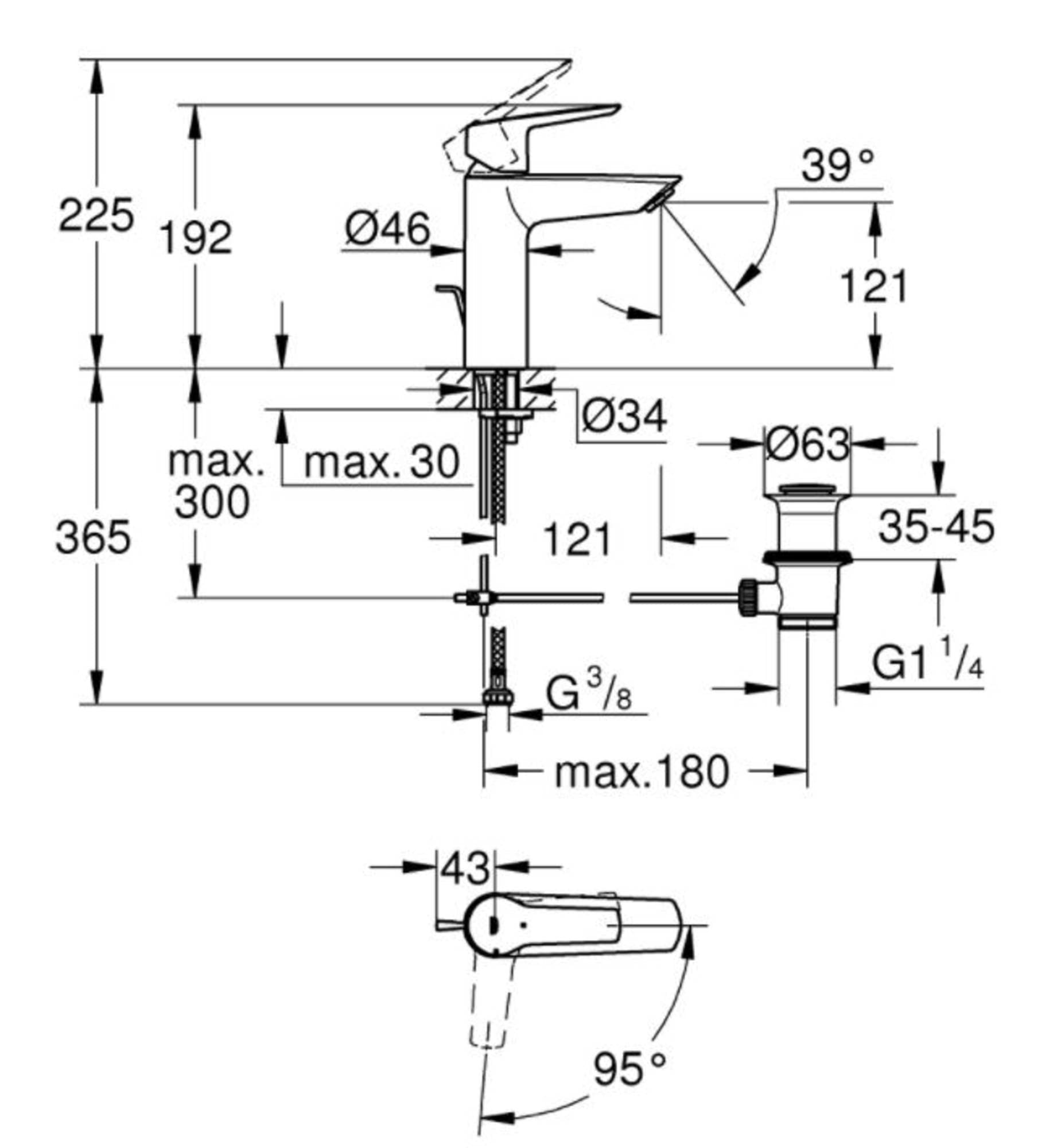 GROHE QUICKFIX Start 23552002 bateria umywalkowa jednouchwytowa (oszczędność wody, rozmiar M, w zestawie narzędzie montażowe 3 w 1, szybkie mocowanie), chrom,