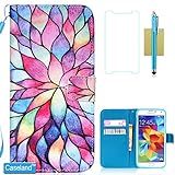 Galaxy S5 Case,Samsung Galaxy S5 Case,S5 Case,CASELAND PU Leather Flip Wallet Case for Samsung Galaxy S5 I9600 [Flower]