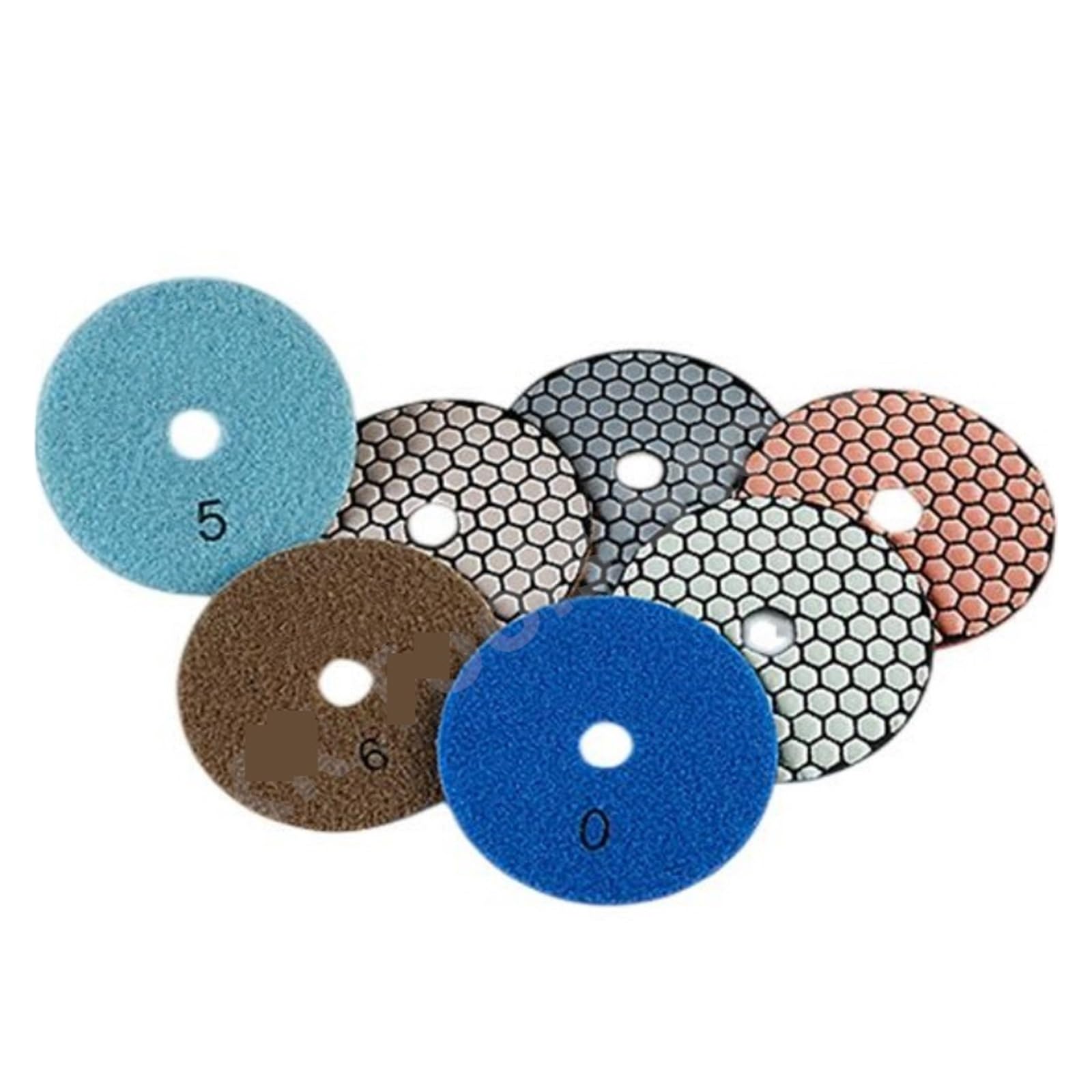 Juego de 7 almohadillas de pulido de diamante de 3/4 pulgadas para uso en seco, discos de lijado de resina para mármol, granito y piedra, herramientas de pulido resistentes a la abrasión (grano 2000