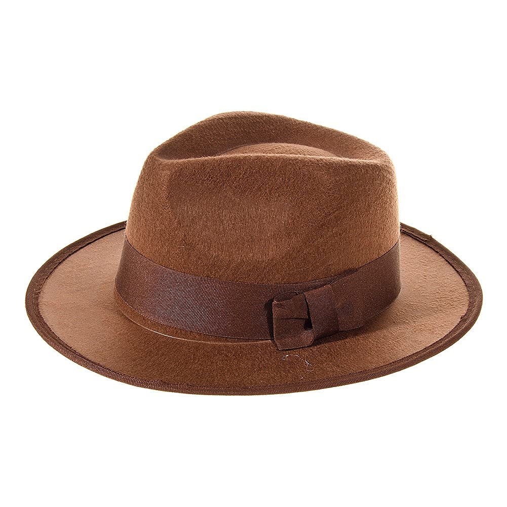Mens Womens Classic Brown Fedora Trilby Hat Vintage Style Felt Hat