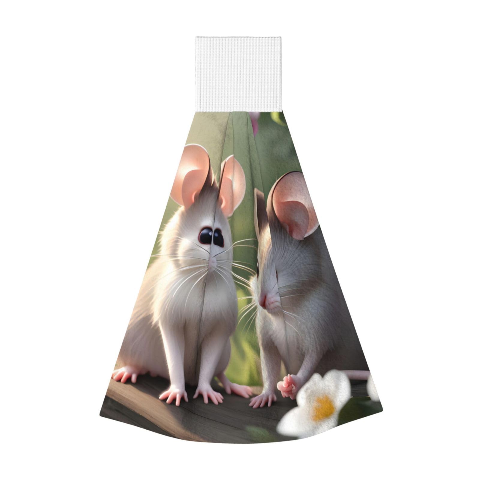 WUPngg Mouse in Love Bathroom Tie Towels/Dish Cloth,Kitchen Hanging Towel, Coral Fleece Dry Cleaning Hand Dishcloths One Size