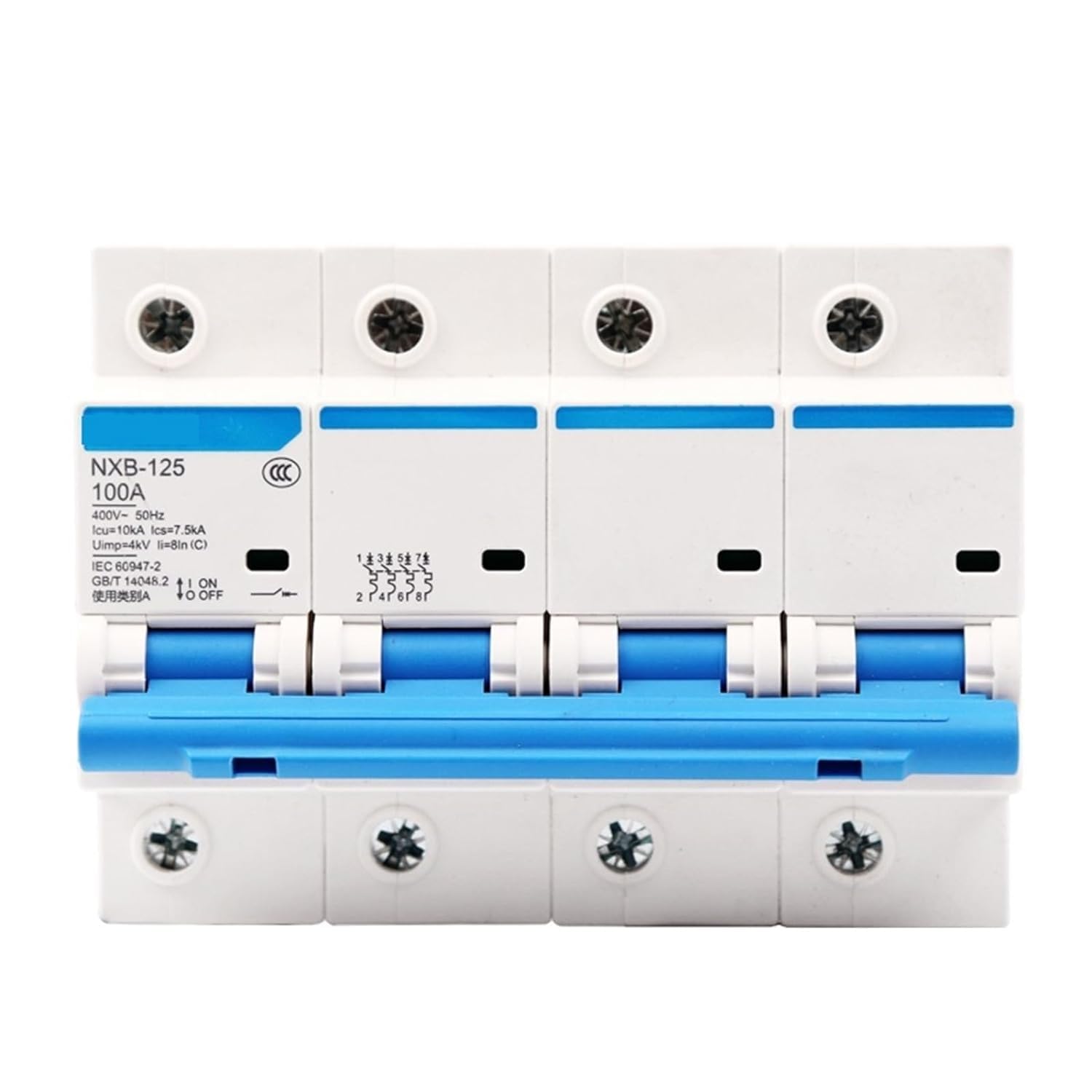 Disjoncteur MCB 4P 400V protégeant contre court-circuit et surchauffe