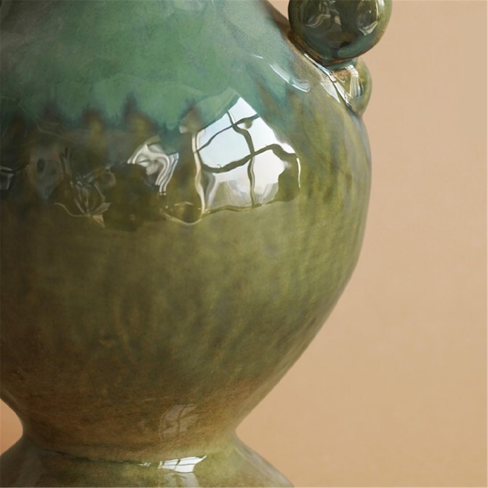 Wazon na kwiaty Vintage ceramiczny wazon z podwójnymi uszami Ozdoba do salonu Wyposażenie domu, 16,5 * 14 34 cm