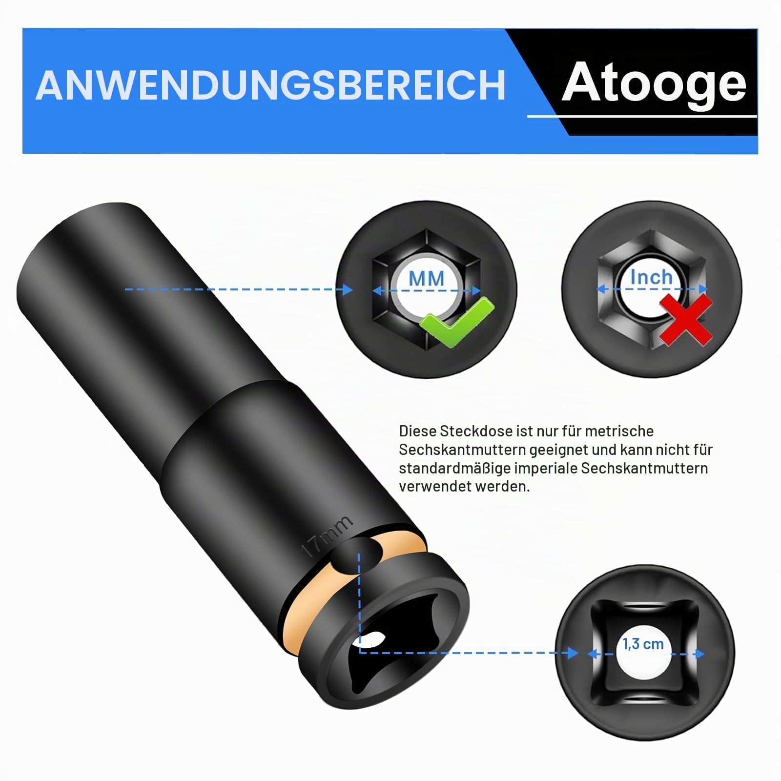 1/2-Zoll-Antrieb, 35-teiliges Schlag-Steckschlüssel-Set, 20 Stück kurz, 8–32 mm und 15 Stück tiefe 10–32 mm 6-Punkt-Stecknüsse, CR-V-Stahl, korrosionsbeständige Farbring-Stecknüsse für Auto, LKW