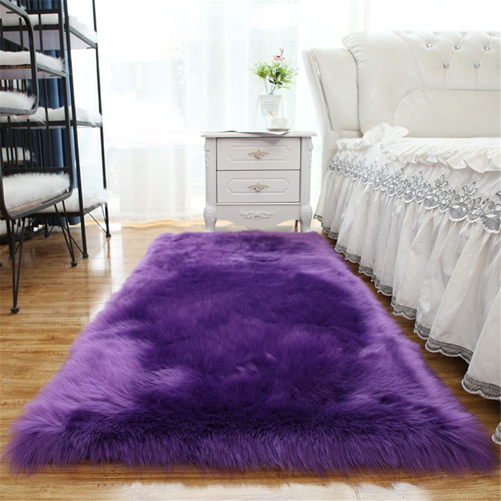Hiseng Purple Extra Soft Indoor Area Rug, Modern Fluffy Long Carpet Living Room Shaggy Nursery Kids Playing Mat Bedroom Dining Room Floor Mat Home Decor (50X150cm,)