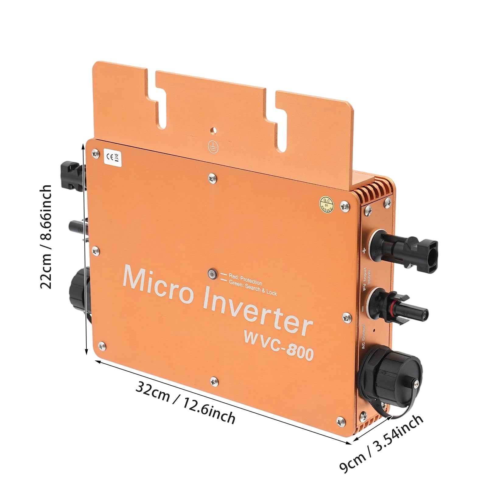 Microinverter 800 W per centrali elettriche da balcone, schermo LCD, inverter solare 22-50 VDC, uscita 230 V AC per uso domestico e commerciale, alloggiamento in alluminio