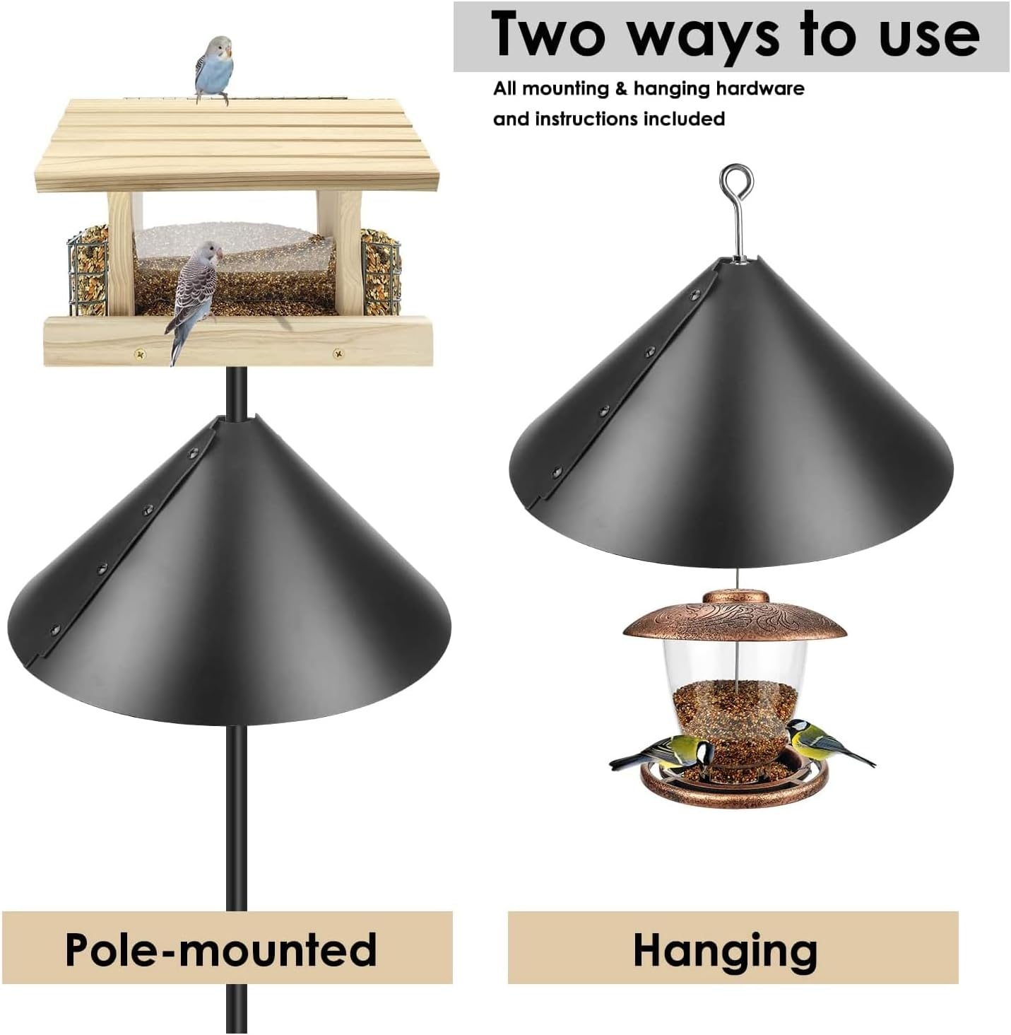 18 Inch Squirrel Proof Baffle, Black, Squirrel Baffle, Feeder Protector, Wildlife Feeder, Pole Mount, Feeding Station