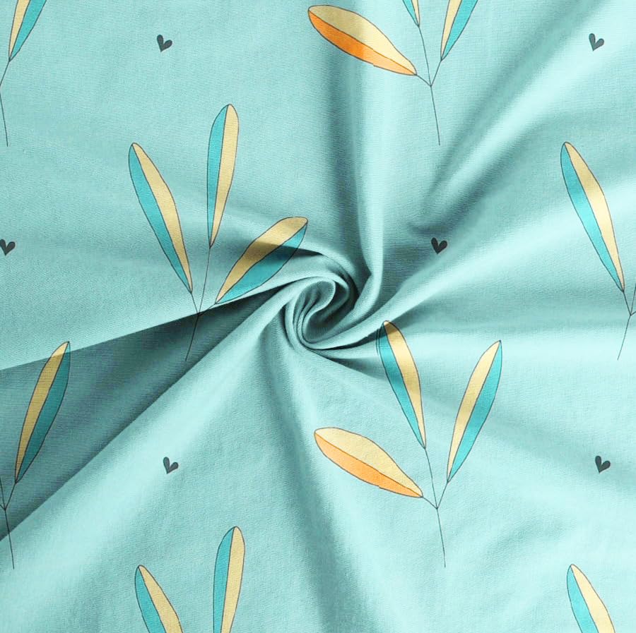 Image of HOMEKART (110 TC & 110 GSM 100% Cotton Feel Bedsheet for Single Bed with One King Size Pillow Covers Soft /Breathable Wrinkel Free -60x90 Inches - (Green & Yellow & Blue)