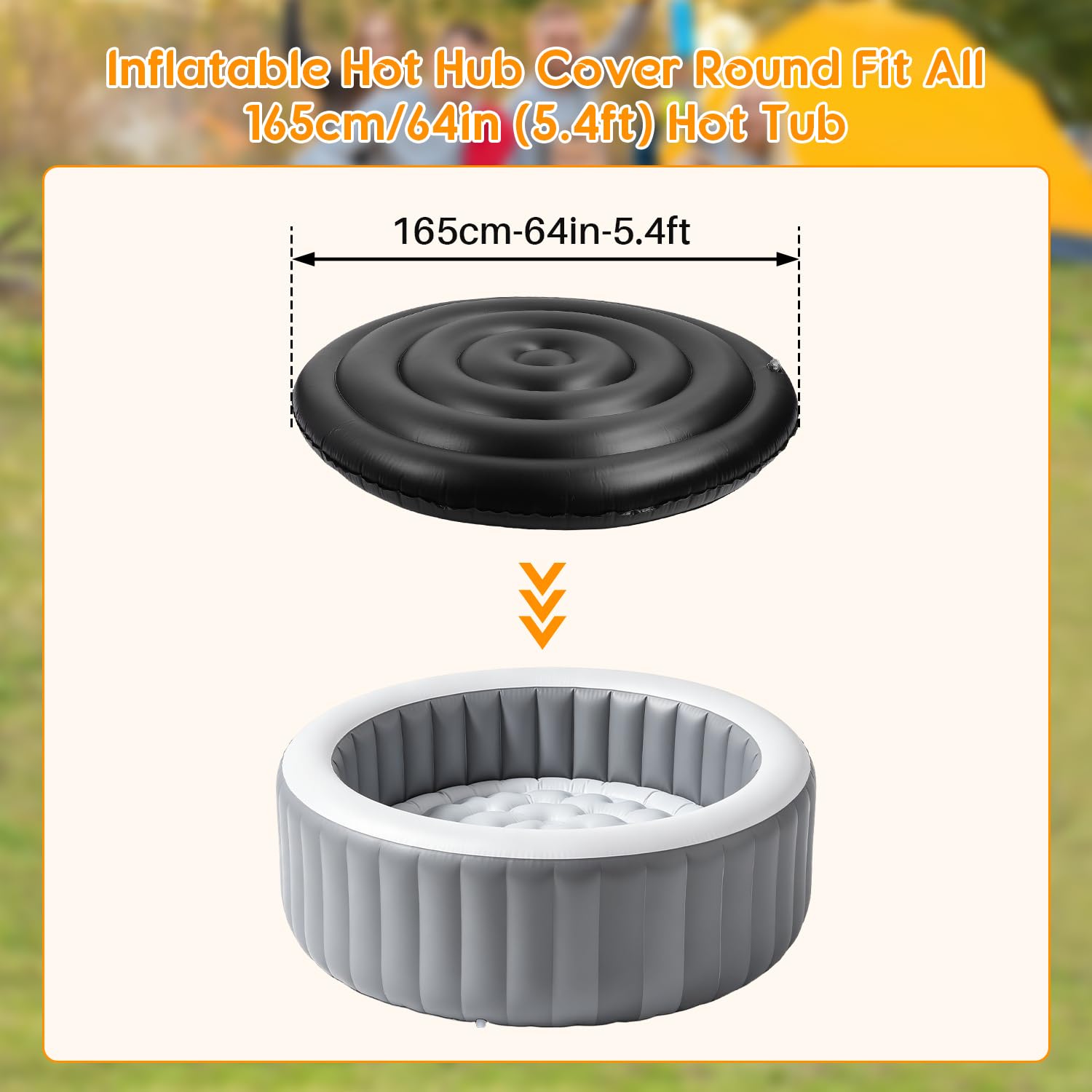 Tissting Couverture Isolante pour Spa Gonflable - Ø165cm Économie d'Énergie Protection Eau et Intempéries pour Piscines et Extérieurs (sans poignée)