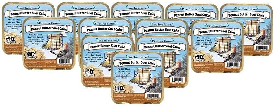 12 Pack Pine Tree Farms Peanut Butter Suet Cake Wild Bird Food 12 Ounce