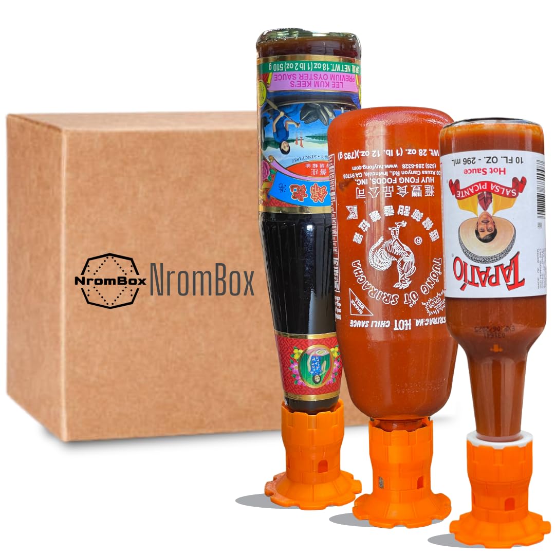 NromBox Bottle Emptying Cap Premium Flip It Cap | Bottle Emptying Kit – Upside Down Bottle Holder | No More Wasted -upside Down Bottle Dispenser Cap Fits Most Bottles – Get Out Every Drop Of Sauce