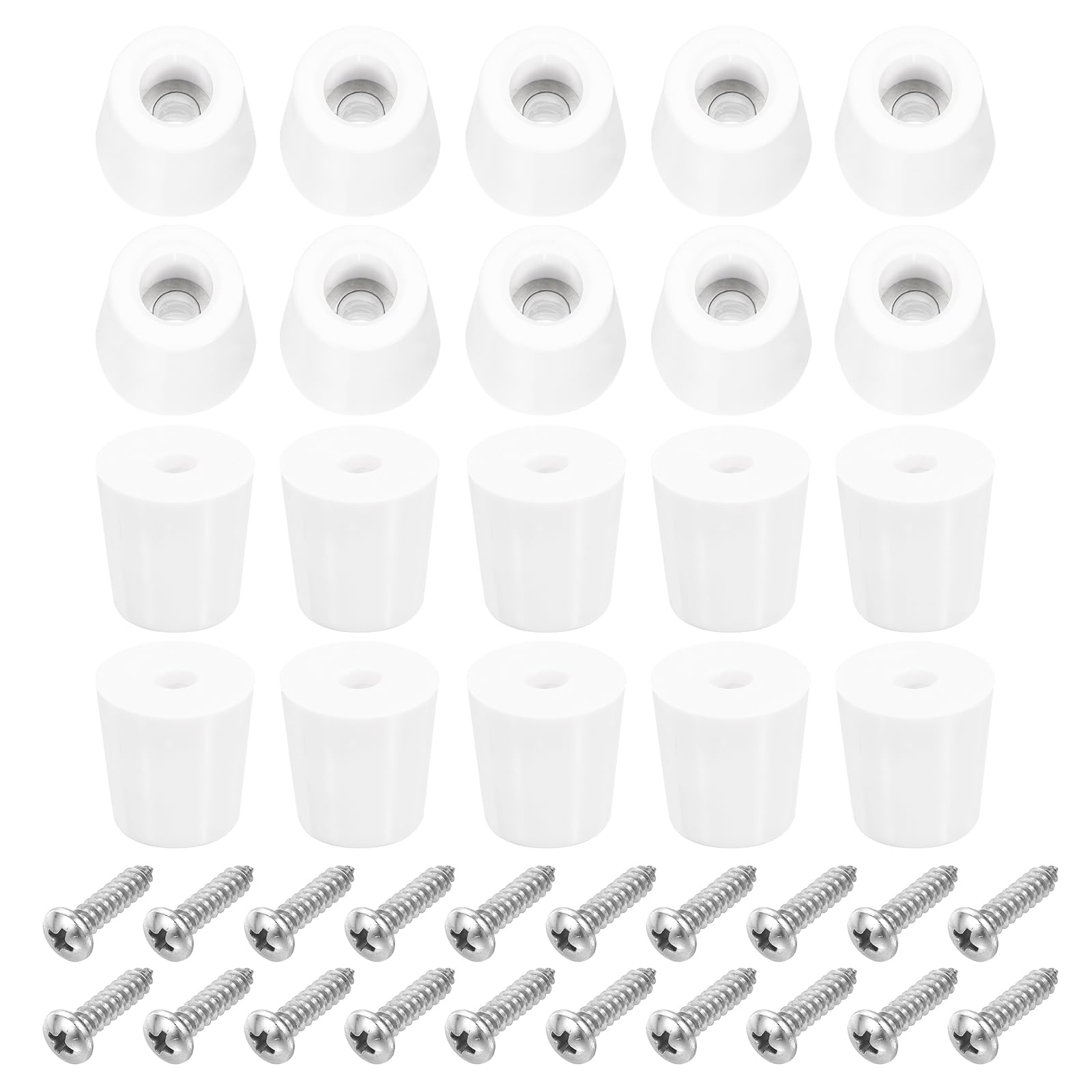 uxcell 20Pcs Rubber Bumper Feet, 20mm H x 20mm W Round Pads with Stainless Steel Washer and Screws for Furniture Appliances