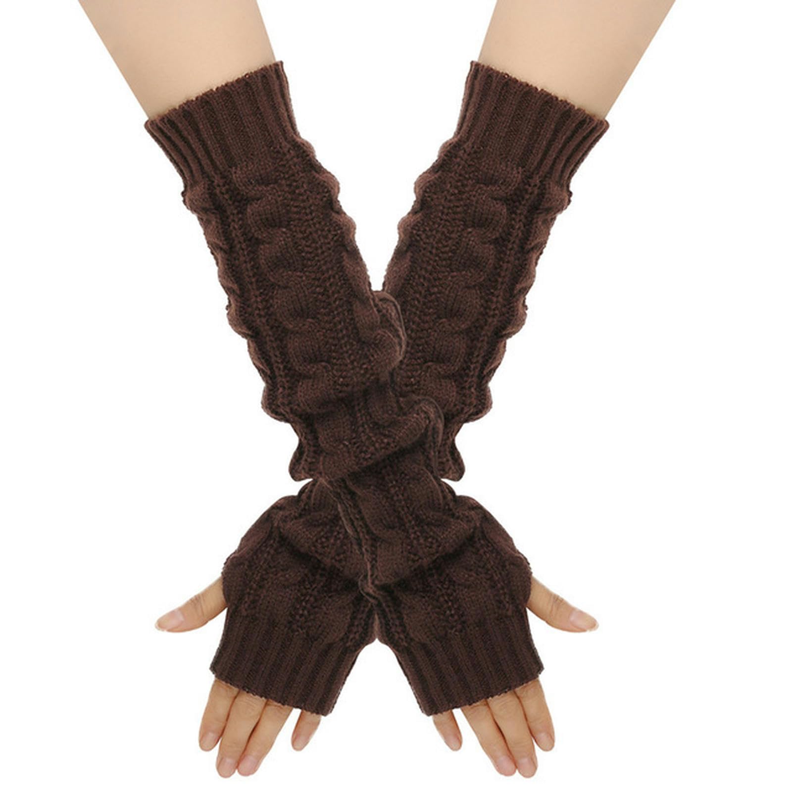 VOIV Long Fingerless Gloves Women Mitten Winter Arm Warmer Knitted Arm Sleeve Fine Casual Soft Goth Clothes Punk Gothic Glove