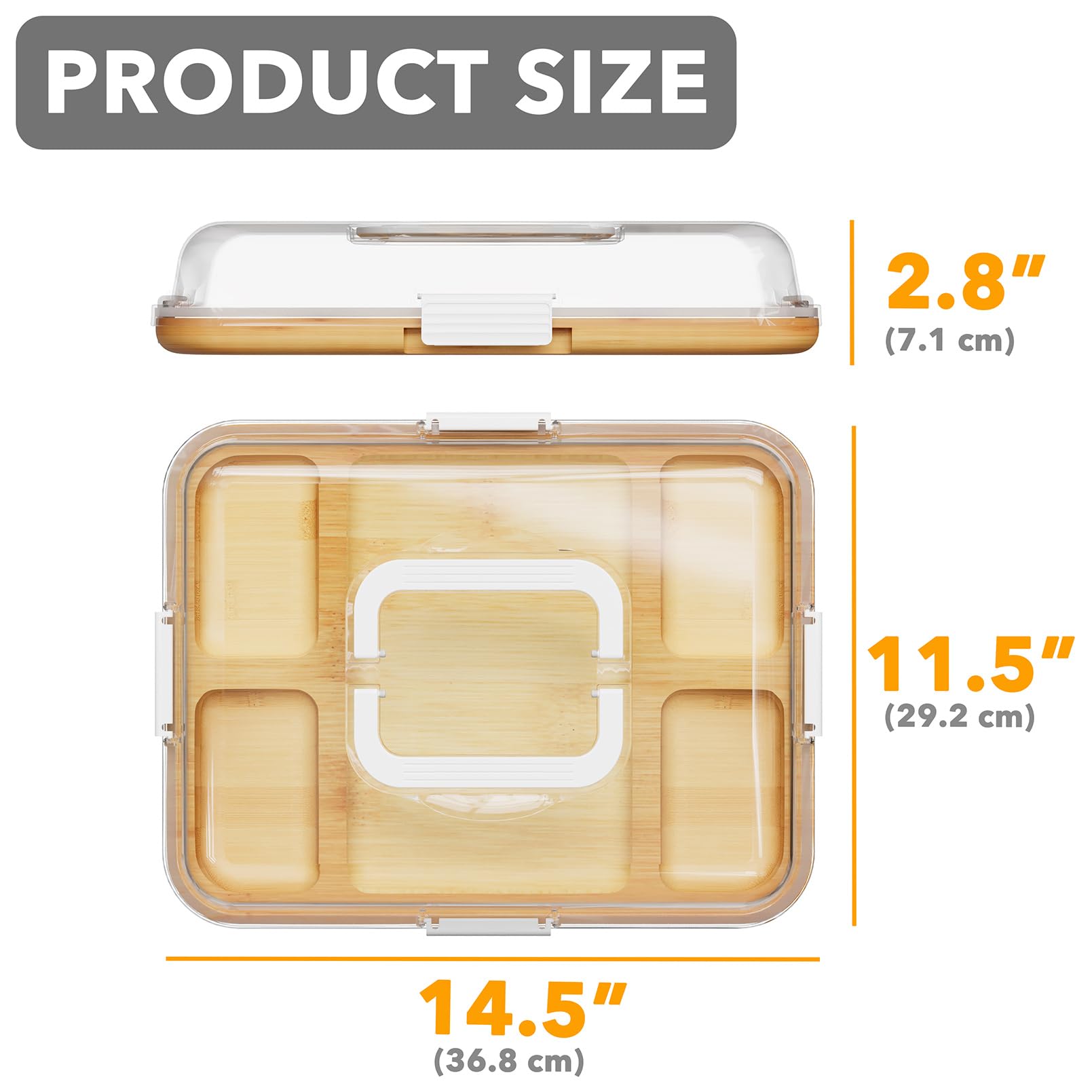 SpaceAid Tabla de charcutería con tapa transparente, tablas de cortar de queso de viaje portátiles para accesorios de picnic, bandeja de servir de bambú con tapas, regalos de inauguración de la casa