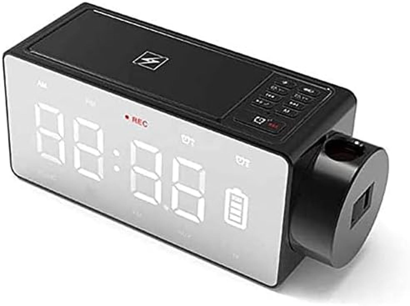 Sveglia Digitale con proiettore LED Specchio Altoparlante Bluetooth Wireless Doppio Allarme Radio FM Porta di Ricarica USB Regalo