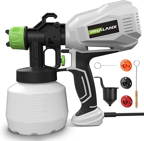 PHALANX Pulverizador de pintura, pistola de pintura en aerosol patentada de alta potencia, recipiente fácil de limpiar, 3 boquillas3 patrones,