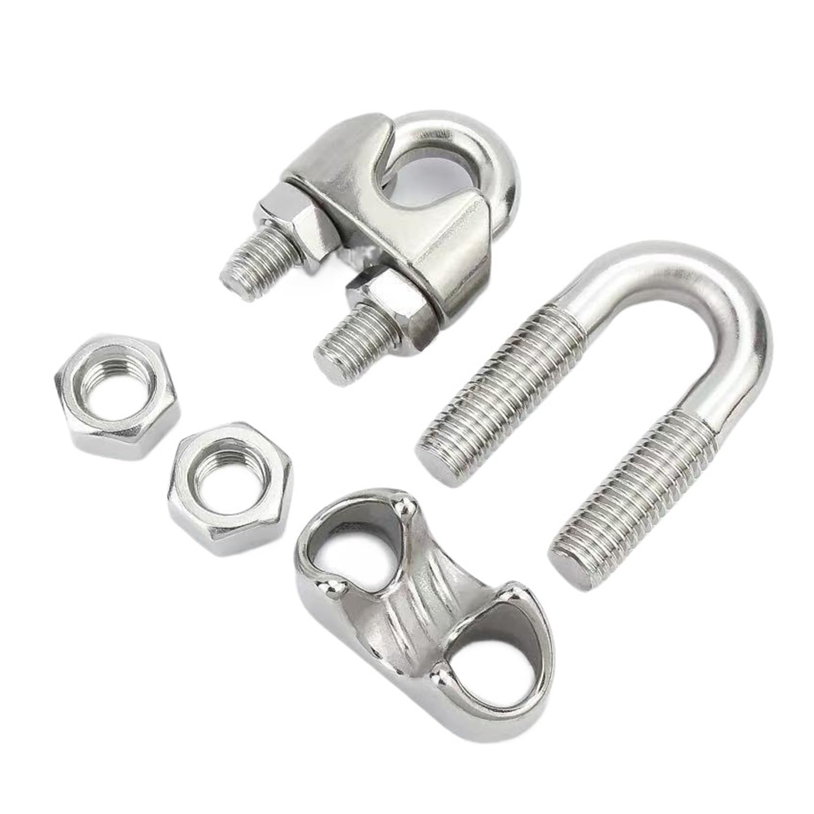Morsetto per fune metallica in acciaio inossidabile 304, a forma di U, clip per fibbia (M10 (2 pezzi)