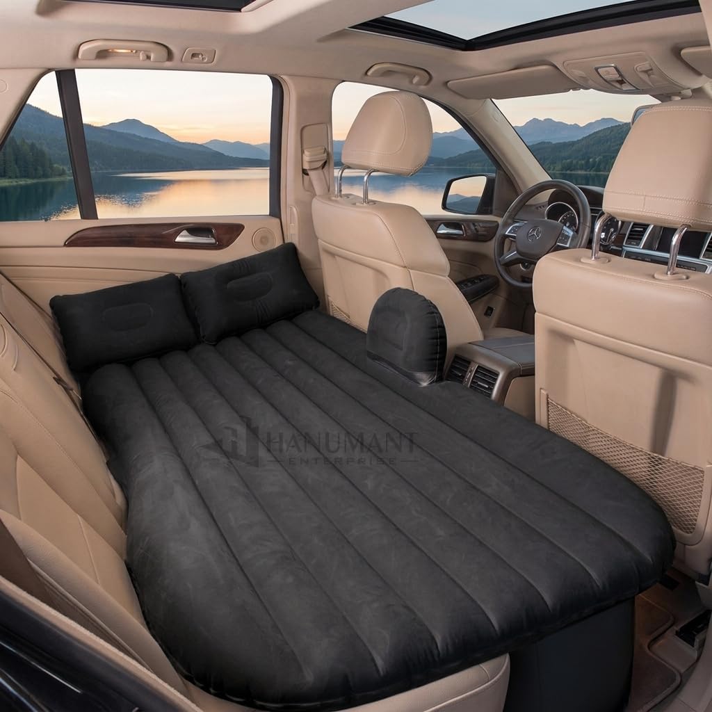 Premium Car Inflatable Bed with Pump & 2 Air Pillow|Quick Inflatable Back Seat Bed|Car Inflatable Mattress|Car Bed Mattress|Car Bed For Kids,Travel,Trip,Camping,Picnic,Pool & Beach|Universal Fit|Black-picture-33