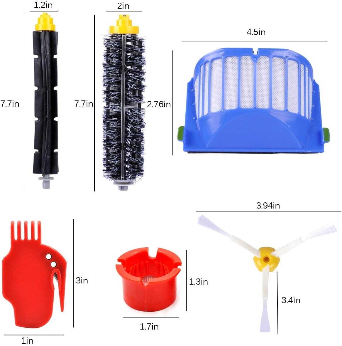 KEEPOW Replacement Accessories Kit for iRobot Roomba 600 Series 675 690 680 671 652 650 620 614 595 Vac Parts, 4 Hepa Filters,4 Side Brushes,1 Flexible Beater Brush,1 Bristle Brush,2 Cleaning Tool