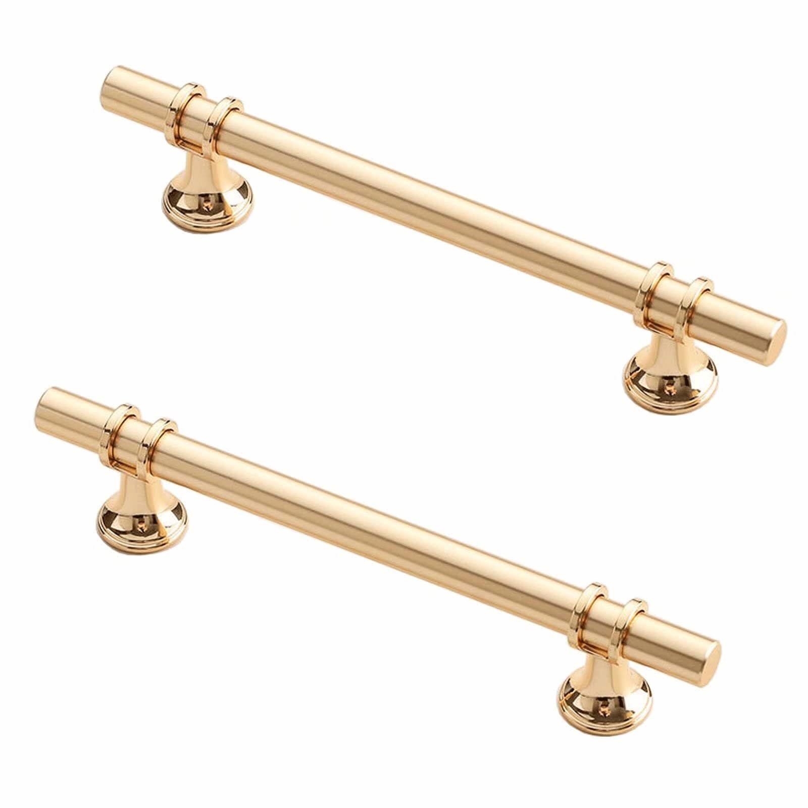 Lcanallyms Gold Kitchen Cabinet Handles, 2Pcs Kitchen Cabinet Pulls, Zinc Alloy Drawer Handles Modern Furniture Hardware Knobs Door For Closet Cupboard Wardrobe(,128 Mm)