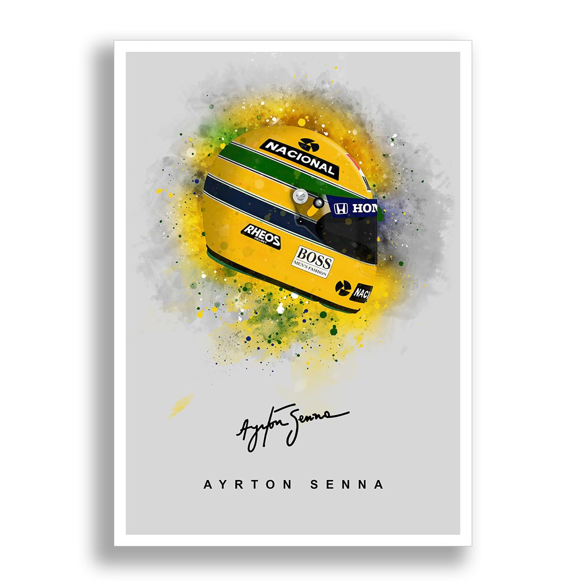 Ayrton Senna Signed Photo F1 Legend Helmet Poster Print Autograph Framed Display Memorabilia Gift (A3 poster only)