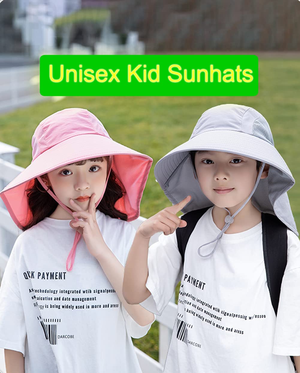 Chapeau de Soleil Anti-UV UPF50+ pour Enfants 5-13 Ans Large Bord Respirant Séchage Rapide Plage Cyclisme