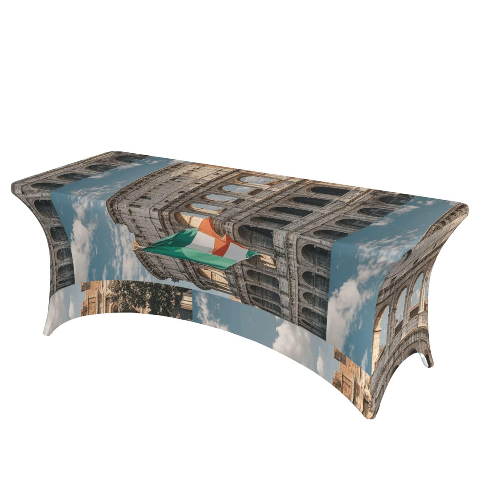 LMNGH Roman Colosseum Italian Flag Decorative Tablecloth Protector for Wedding, Banquet & Parties6FT Spandex Rectangle Tablecloths, Stretch Washable Table Cloth Wrinkle Free Patio Table Cover