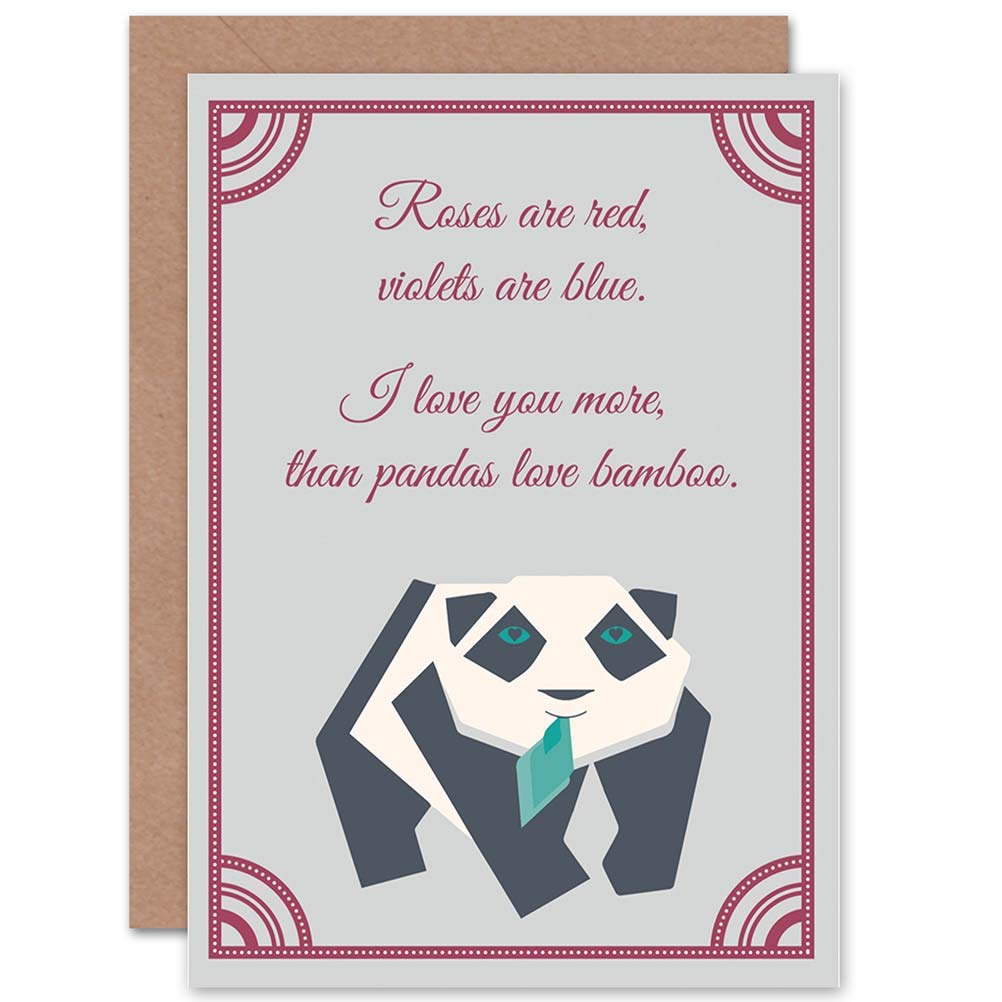 Wee Blue Coo CARD GREETING ROMANCE VALENTINE PANDA POEM BAMBOO
