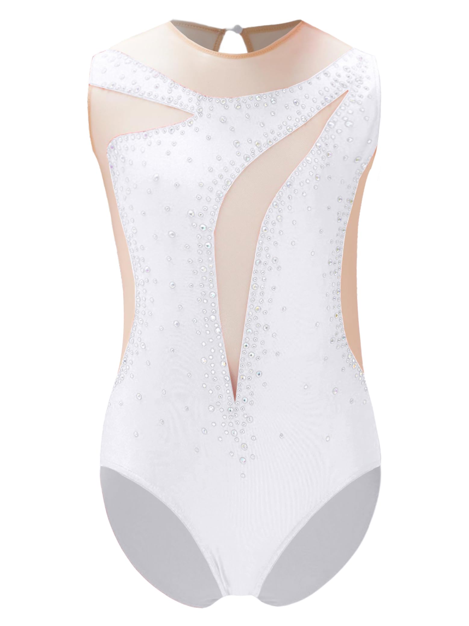 Maillot de Gimnasia Rítmica Niña Competición Leotardo Ballet de sin Mangas Body de Gimnasia Empalme de Malla con Pedrería Brillante Disfraz de Bailarina — view 12