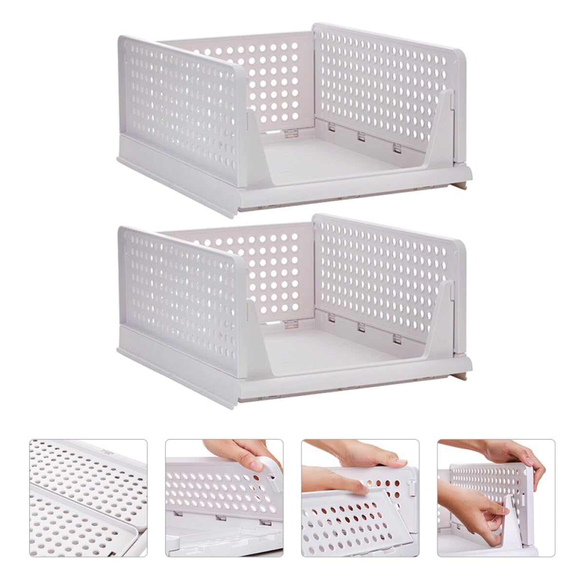 Healeved Organizzatore per Armadio in Plastica 2 Pezzi Cassetto per Panni Impilabile con Scomparti e Fori di Ventilazione Soluzione Salvaspazio per Guardaroba e Cassetti Dimensioni
