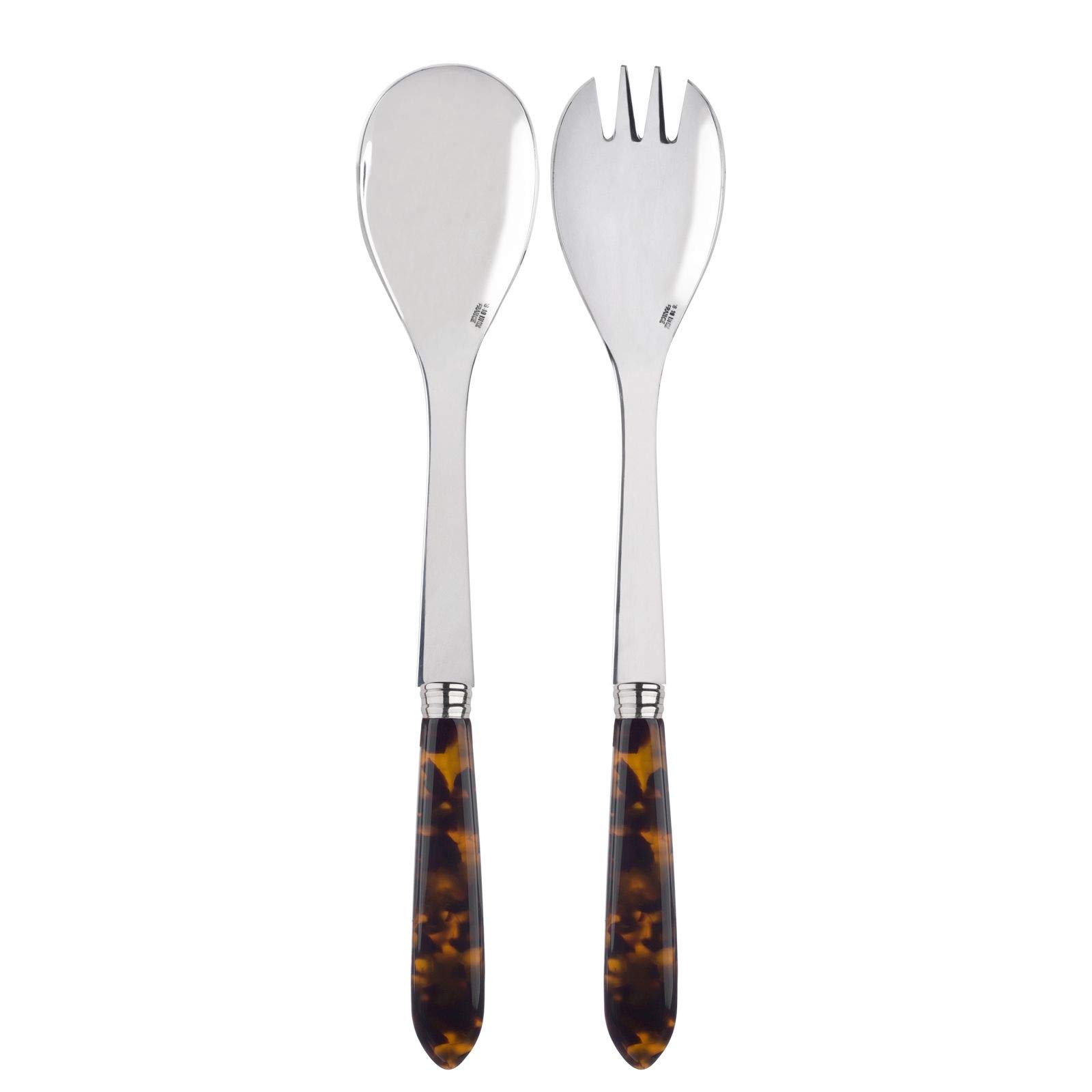 Sabre Paris2-Piece Salad Servers 10.2 inches - Tortue Collection - Stainless Steel & Acrylic - Dishwasher Safe - Scaled Effect