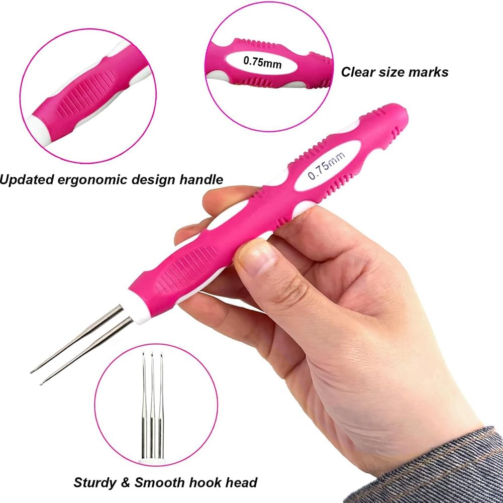 Kit De 6 Crochets à Dreadlocks - Aiguilles à Crochet Pro Avec Poignée Ergonomique Pour Tressage